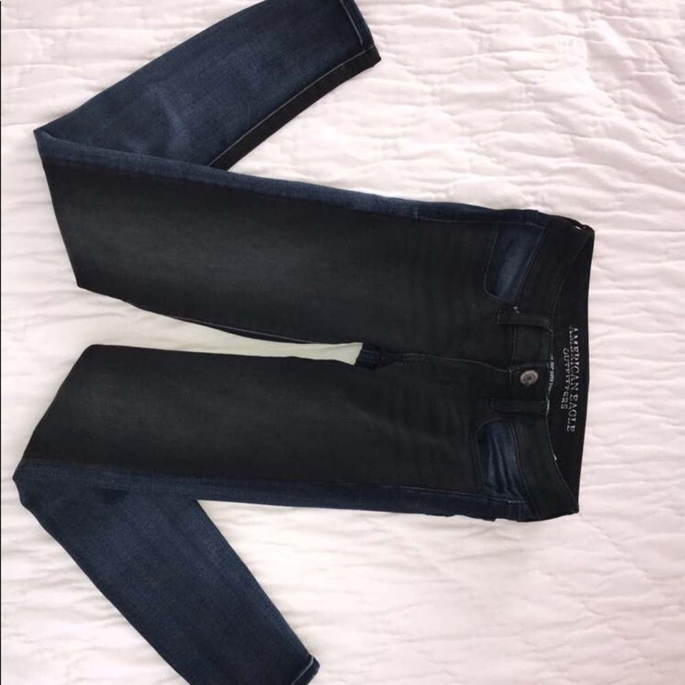 low rise black/blue jeggings  (00) regular